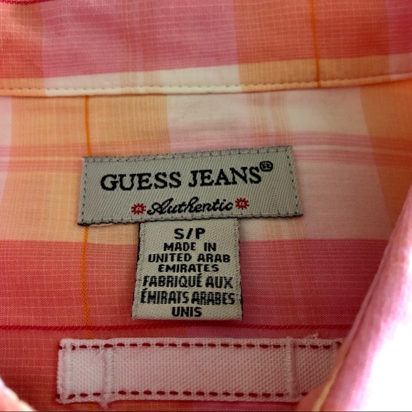 Guess Shirt Women’s S Button Down Pink Plaid Pastel Western Long Sleeve Colorful - Picture 3 of 8